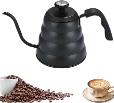 Chaleira Bico De Ganso Fino Barista Inox com Termômetro 1,2l (Preta)