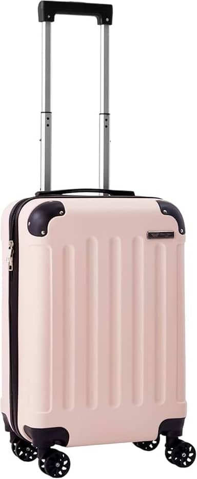 Mala de Bordo ABS Falcon Line SF24 (Rosê) | Bagagem de Mão Dimensões Padrão ANAC até 10kg, 4 Rodinhas 360°, Cadeado com Senha | Mala de viagem 10 kg, Divisória Interna com Zíper e Elástico de Fixação