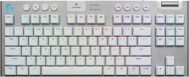 Teclado Mecânico Gamer Sem Fio Logitech G915 X LIGHTSPEED com Design TKL,RGB LIGHTSYNC, USB ou Bluetooth, Teclas Programáveis, Switch de Perfil Baixo GL Tactile e Bateria Recarregável - Branco