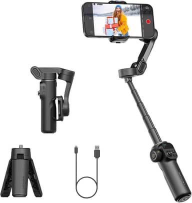 Estabilizador Gimbal para iPhone, Gimbal de 3 Eixos para iPhone com haste Extensora de 7,8 Polegadas Integrada, para iP~hone/Android, Perfeito para TikTok, YouTube e vlogs