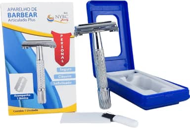 Aparelho de Barbear Articulado Plus, Aço Inoxidável, Estojo e Espelho, NYBC Beauty