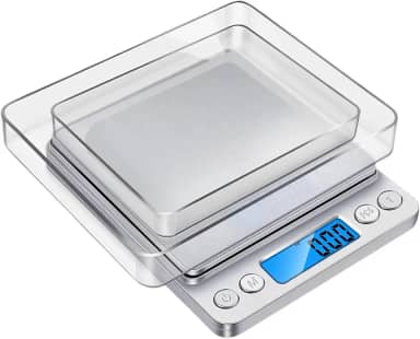 Balança Digital de Precisão 0,1g até 2kg Com Visor Luminoso, Sensores de Alta Precisão e Pesagem em Diferentes Unidades de Medidas Com 2 Bandejas e Pilhas