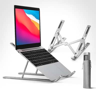 Suporte Premium Para Notebook De Alumínio Dobrável, Portátil, Ajustável, Design Ergonômico, Dissipação De Calor, Compatível Com Macbook E Windows, Notebooks 10-17 Polegadas, Marca VARENZIA