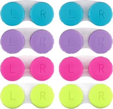 Conjunto de 8 capas coloridas para lentes de contato, porta-contatos, armazenamento de imersão