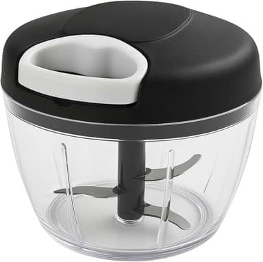 Processador Triturador Picador Cortador De Alimentos Manual Giratório Com 3 Lâminas Aço Inox 500 Ml