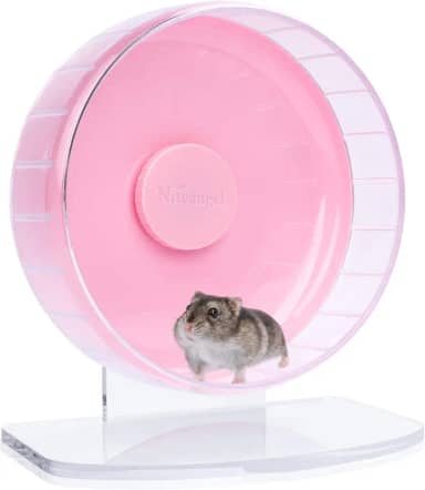 Rodas de exercício de hamster super silenciosas da Niteangel: – Rodas de corrida silenciosas com suporte ajustável para hamsters gérbils ou outros animais pequenos (P, rosa)
