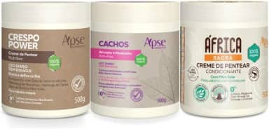 Kit Cronograma Capilar Ativador de Cachos 500g Creme de Pentear África Baoba e Crespo Power 500g cada - 3 itens