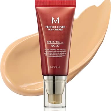 MISSHA M Perfect Cover BB Cream #27 FPS 42 PA+++ 50 ml - Maquiagem leve, multifuncional, de alta cobertura para ajudar a infundir a umidade para uma pele mais firme com redução na aparência das linhas finas
