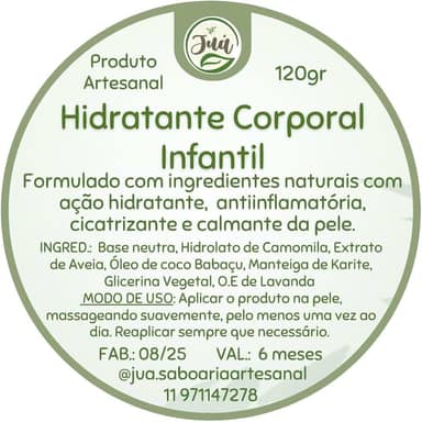 Alergias Dermatite Eczema e pele sensível? Hidratante Infantil Natural com Camomila, Lavanda e Aveia, Livre de Parabenos