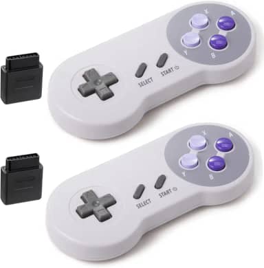 KIWITATA 2 Pack 2.4GHz Wireless Controller for SNES Original Console, Rechargeable Wireless Remote Gamepad Controller for SNES Super Entertainment System Console
