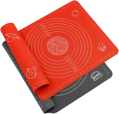 Kit Com 2 Tapetes De Silicone Culinário Ideal Para Confeitaria Preparar Massas Como Pães Pão de Queijo Rosquinhas Forma Antiaderente Reutilizavél Premium 30x 40 FONSES (CORES SORTIDAS)