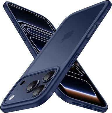 JETech Capa Fosca para iPhone 17 Pro 6,3 Polegadas, Proteção Contra Quedas de Nível Militar, Case Minimalista com Parte Traseira Translúcida Matte, Anti-Impressão Digital (Azul Escuro)
