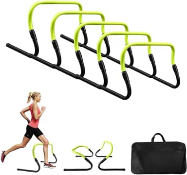 powerfeng Barreiras ajustáveis para treinamento de velocidade de agilidade: Equipamento de treinamento de velocidade de agilidade para treinamento de basquete e futebol, conjunto de 5 pacotes com