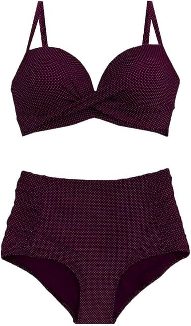 Biquíni Plus Size com Bojo Estampado Calcinha Modeladora Disfarça Barriga Cores Variadas BIQ 3306 (BR, Numérico, 52, Plus Size, Roxo)