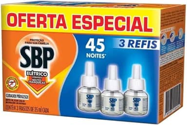 Repelente Líquido Elétrico SBP Refil - Caixa c/ 3 Unidades 32,9ml cada