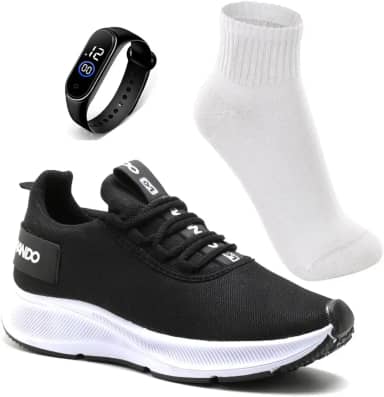 Tenis Masculino Esportivo Academia Corrida Treino Caminhada Confortavel e Leve + Relógio e Meia