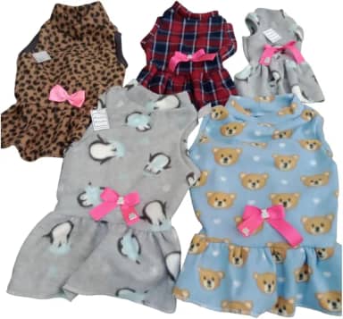 kit, Vestido para cães, com 5 unidades tamanho e estampa variadas.