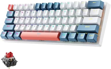 MACHENIKE Teclado para jogos, interruptor vermelho, 61 teclas (K500-B61), teclado mecânico com retroiluminação RGB Hot Swap USB-C com fio PBT para jogos de PC e trabalho