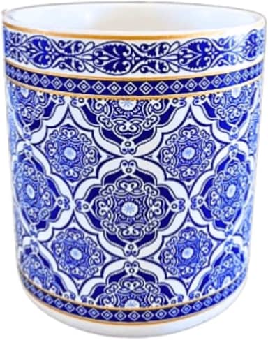 Cachepôs Vaso Azulejo Português Azul Branco 10 cm Arranjos Flores Suculentas (Cachepô A)