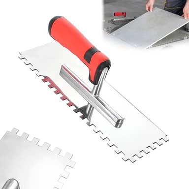 Desempenadeira Dentada Dentes Médios 8mm Forte Soldada Sem Parafuso Aço Cabo Ergonômico Revestimento Porcelanato Alta Qualidade (Desempenadeira Dentes 8MM)