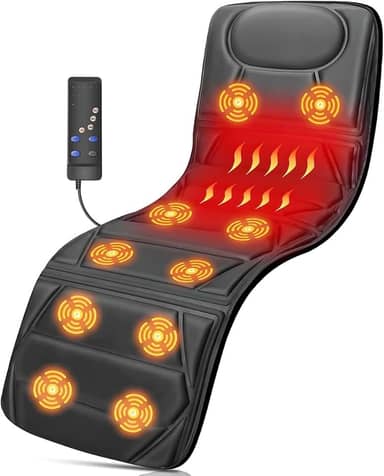 Esteira Massageadora 110V - 220 V, Colchonete e Almofada de Acupressão, Assento Massageador Almofada Massagem Lombar, Coxas e Pescoço Terapia Com Aquecimento Esteira Massageadora Preto