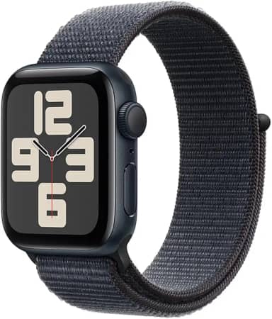 Apple Watch SE GPS • Caixa meia-noite de alumínio – 40 mm • Pulseira loop esportiva tinto