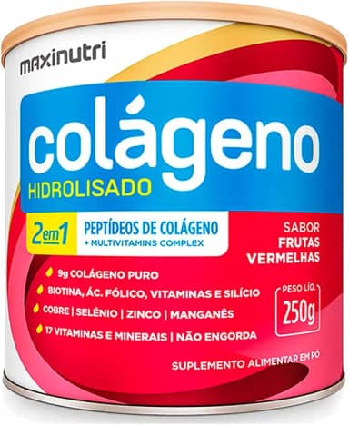 Colágeno Hidrolisado 2 em 1 ZERO (250g) - Sabor Frutas Vermelhas, MaxiNutri