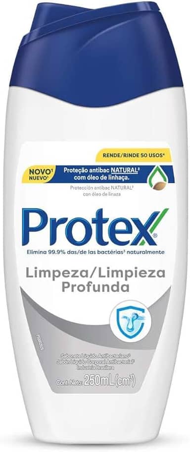 Protex Sabonete Líquido Antibacteriano para Corpo Limpeza Profunda Original 250ml