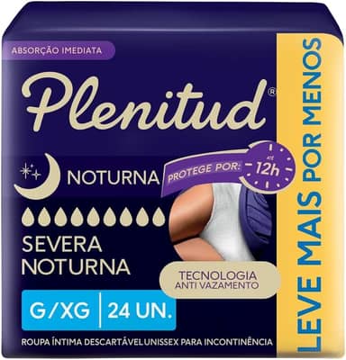 Plenitud Roupa Intima Noturna para incontinência urinaria G/XG - 24 unidades (Embalagem pode variar)
