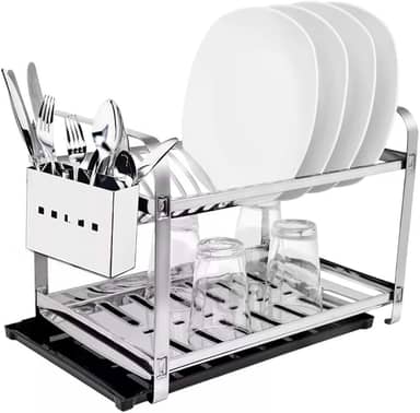 Escorredor de Louças 16 Pratos com Porta Talher Inox e Bandeja Mak-Inox 2216