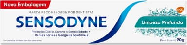 Sensodyne Creme Dental para Sensibilidade Limpeza Profunda com Flúor, Refrescância Prolongada, 90g
