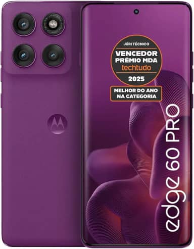 Smartphone Motorola Edge 60 PRO 5G - 256GB 24GB (12GB RAM+12GB Ram Boost) Tela Quad-Curve moto AI 50MP Sony Camera ultrarresistencia militar IP68 + IP69 - Violeta
