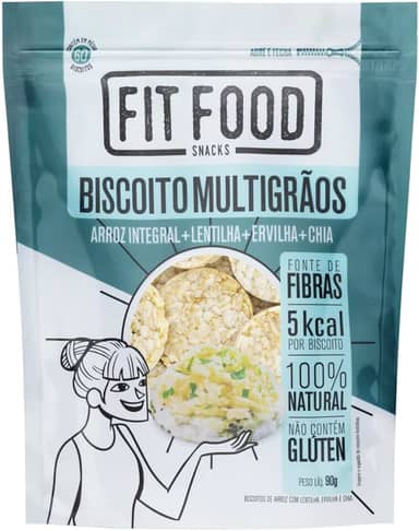 Fit Food Biscoito de Arroz Integral Multigrãos Pouch 90g