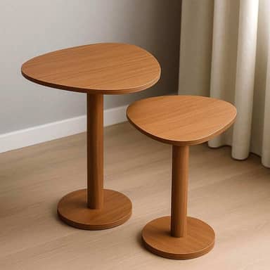 Kit 2 Mesas Laterais de Canto Monopé com Tampo Orgânico Mel