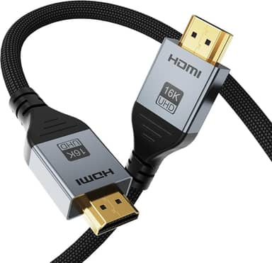 Cabo HDMI 2.2 16K 3,3FT, 96Gbps Ultra Alta Velocidade 16K @60Hz 8K @120Hz 4K @480Hz Cabo HDMI HDCP 2.3 e HDR10 para PS5/Xbox Series X|S/Roku TV/PC/Monitor/Blu-ray/Projetor
