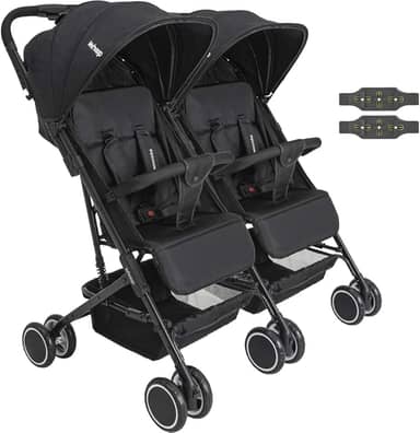 Carrinho Kiddo para Gemeos Duplo Mascote Preto