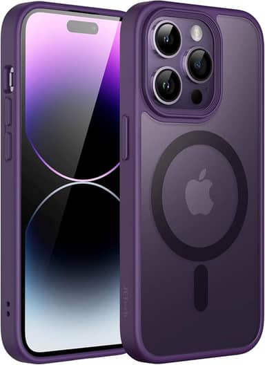 JETech Capa Magnético para iPhone 14 Pro 6,1 Polegadas Compatível com MagSafe, Case Capinha Translúcido Fosco Verso Fina à Prova de Choque Tampa (Roxo Profundo)