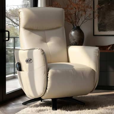 Poltrona de Massagem Reclinável Elétrica com Aquecimento Bravinni L07 Couríssimo Bege - Lyam Decor