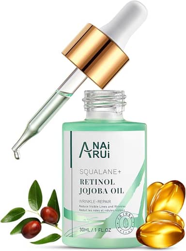 ANAI RUI Óleo de jojoba Squalane Retinol hidratante para hidratação facial, nutre, hidrata linhas finas e rugas, óleo facial reparador de rugas para uma pele mais suave e flexível 30 ml