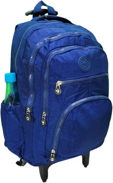 Mochila Escolar de Rodinha, Juvenil, Feminina/Masculina, Stay-Clean, Preta (Azul Marinho)