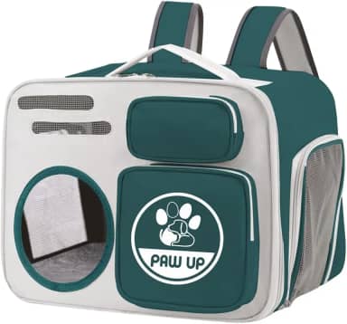 Bolsa Transporte Pet para Gatos 40x30x26 cm,Mochila em Tecido Oxford Respirável e Resistente, Espaçosa, com Ventilação, Alças Ergonômicas e Bolso Externo, Ideal para Viagens e Passeios (Verde)