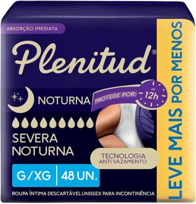 Plenitud Roupa Íntima Noturna para Incontinência G/XG - 48 Un