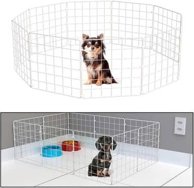 Cercadinho Pet Dobravel Móvel Articulado Cachorro Pequeno Porte Gato 10 Telas 30cm Branco