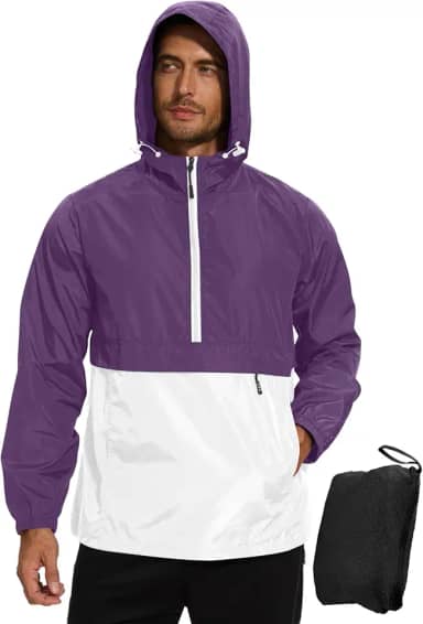 Jaqueta de chuva masculina, impermeável, leve, corta-vento embalável, pulôver para caminhadas, golfe, corrida