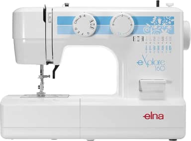 Elna Máquina de costura mecânica eXplore 160; 12 pontos embutidos utilitários, elásticos e decorativos em uma máquina portátil leve de 5,8 kg