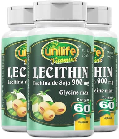 Kit 3 Lecitina de soja 900mg Unilife 60 cápsulas