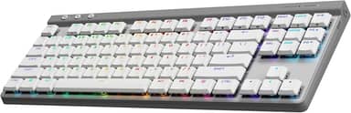 Teclado Mecânico Gamer Sem Fio Logitech G515 com Design TKL,Tecnologia LIGHTSPEED, RGB LIGHTSYNC, Conexão USB ou Bluetooth, Switch GL Brown Tactile e Bateria Recarregável - Branco