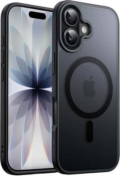 JETech Capa Magnética para iPhone 17 6,3 Polegadas Compatível com MagSafe, Case de Telefone Traseira Fosca Translúcida, Fina e Minimalista À Prova de Choque (Preto)