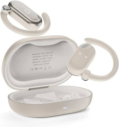 Basike Fone de Ouvido Bluetooth 5.4 OWS, Fone de Ouvido Sem Fio Esportivo HiFi Estéreo Som, IPX4 à Prova D'Água, Redução de Ruído ENC, 30h de Autonomia e Case Voz para Corrida e Exercícios (Rosa)