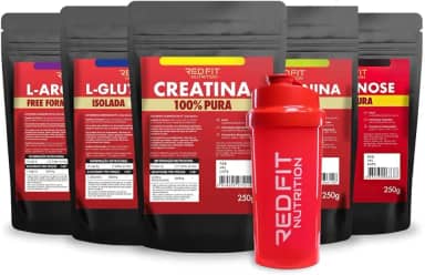Kit Creatina L-Glutamina Beta-Alanina L-Arginina Isomaltulose - 100% Puras Importadas - Red Fit Nutrition